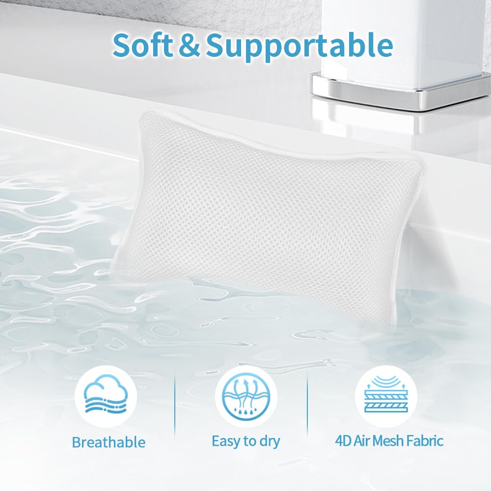 Luxury Bath Pillow, Slip-Resistant Neck & Back Support