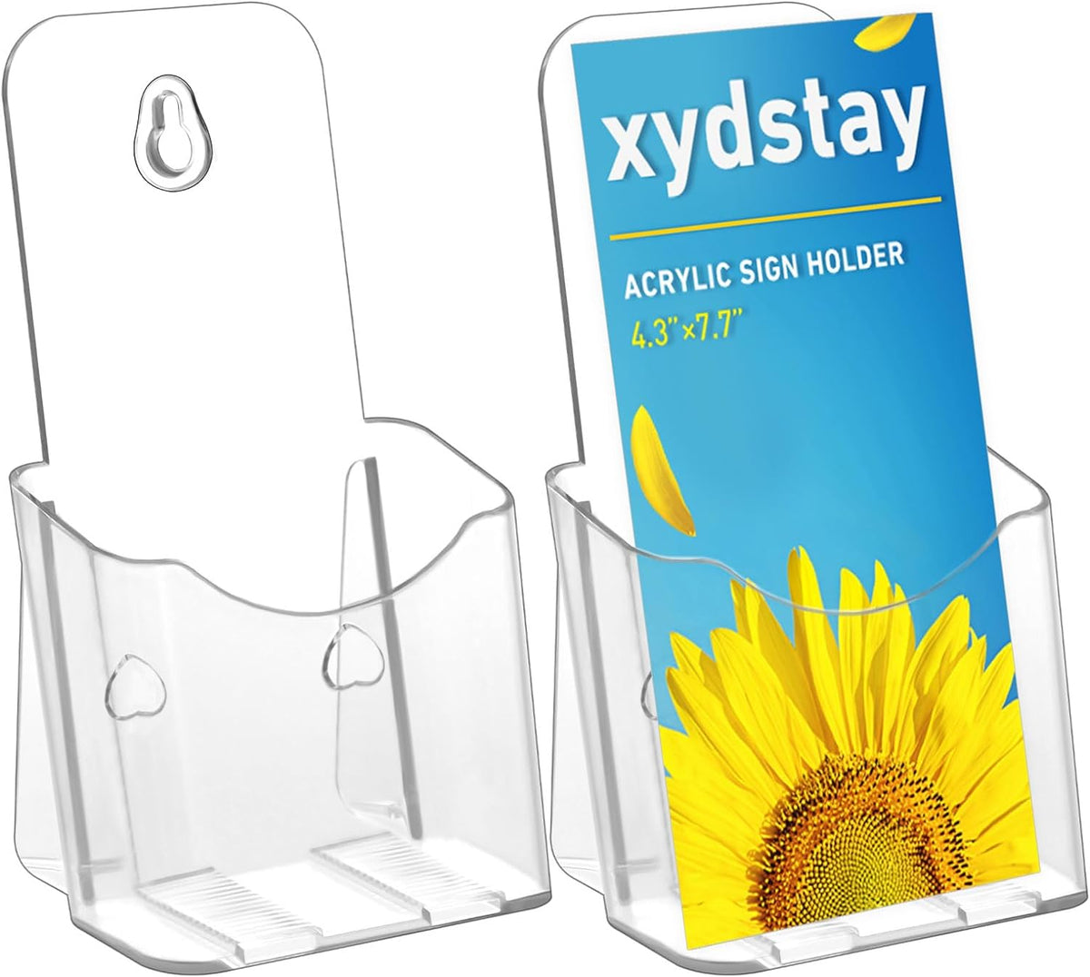 Acrylic Brochure Holder 4 Inches , Clear Flyer Sign Holder, 2 Pack