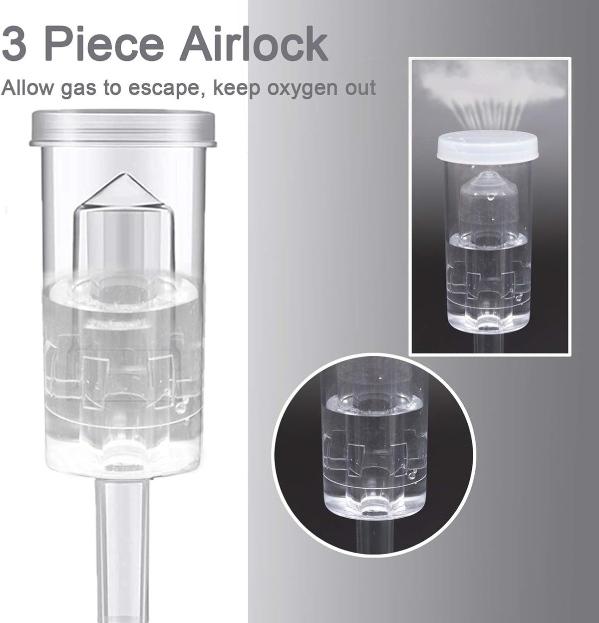3 Piece Airlock Set for Brewing Wine Making Kimchi (3 Airlock+3 Stoppers+6 Grommets)3 Packs Airlocks for Fermenting