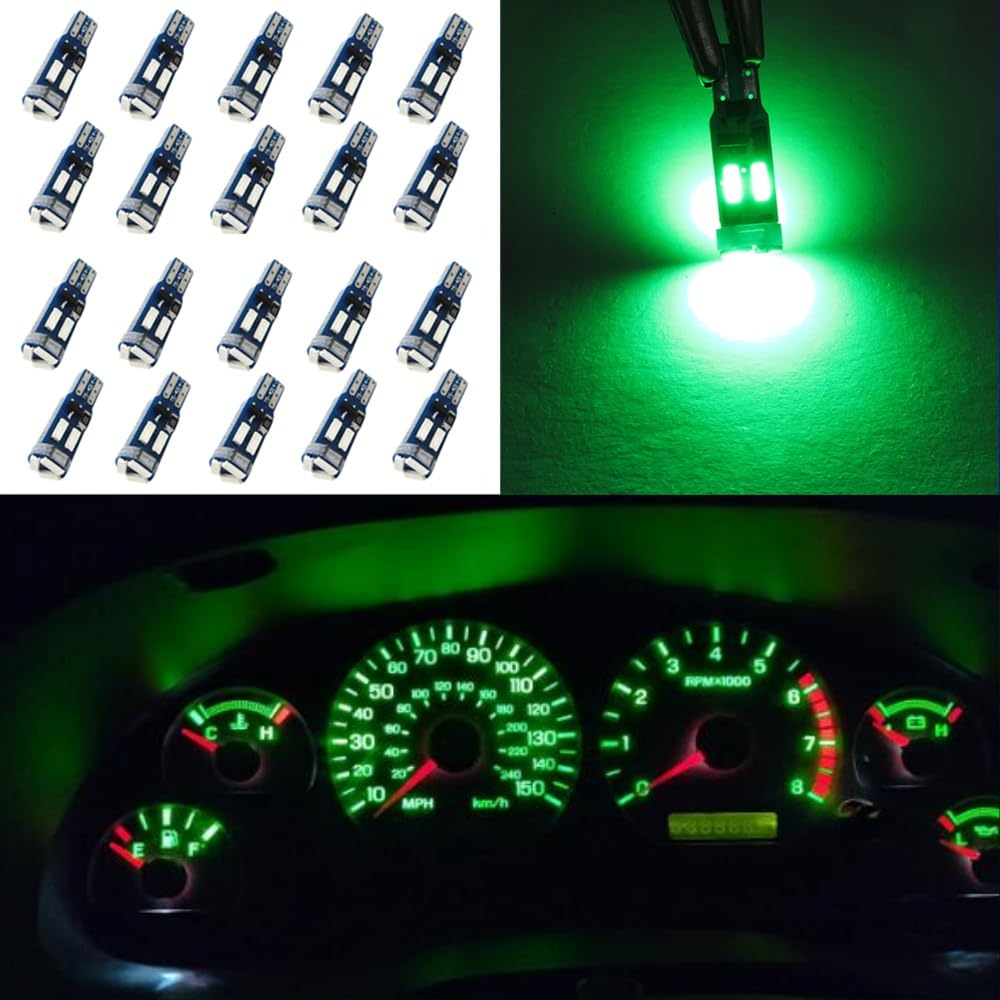 WLJH Green LED Cluster Bulb Kit for Ford Mustang 1999-2004