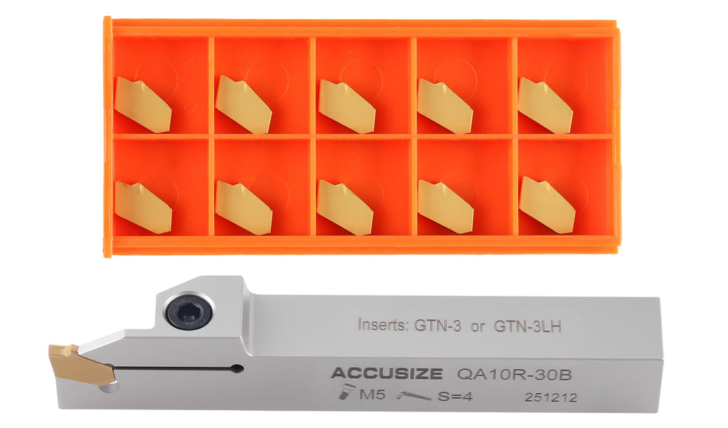 Accusize Cut-Off Tool Holder, 5/8" x 5/8", 10 x GTN-3 Inserts