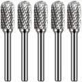KOTVTM Carbide Burr Set 1/4" Shank SC-3 Die Grinder Bits Tungsten Double Cut Burr Bits (3/8" Cutter Dia X 0.80" Cutter Length) for Die Grinder Kits Metal Grinding Drilling Polishing (5pcs)