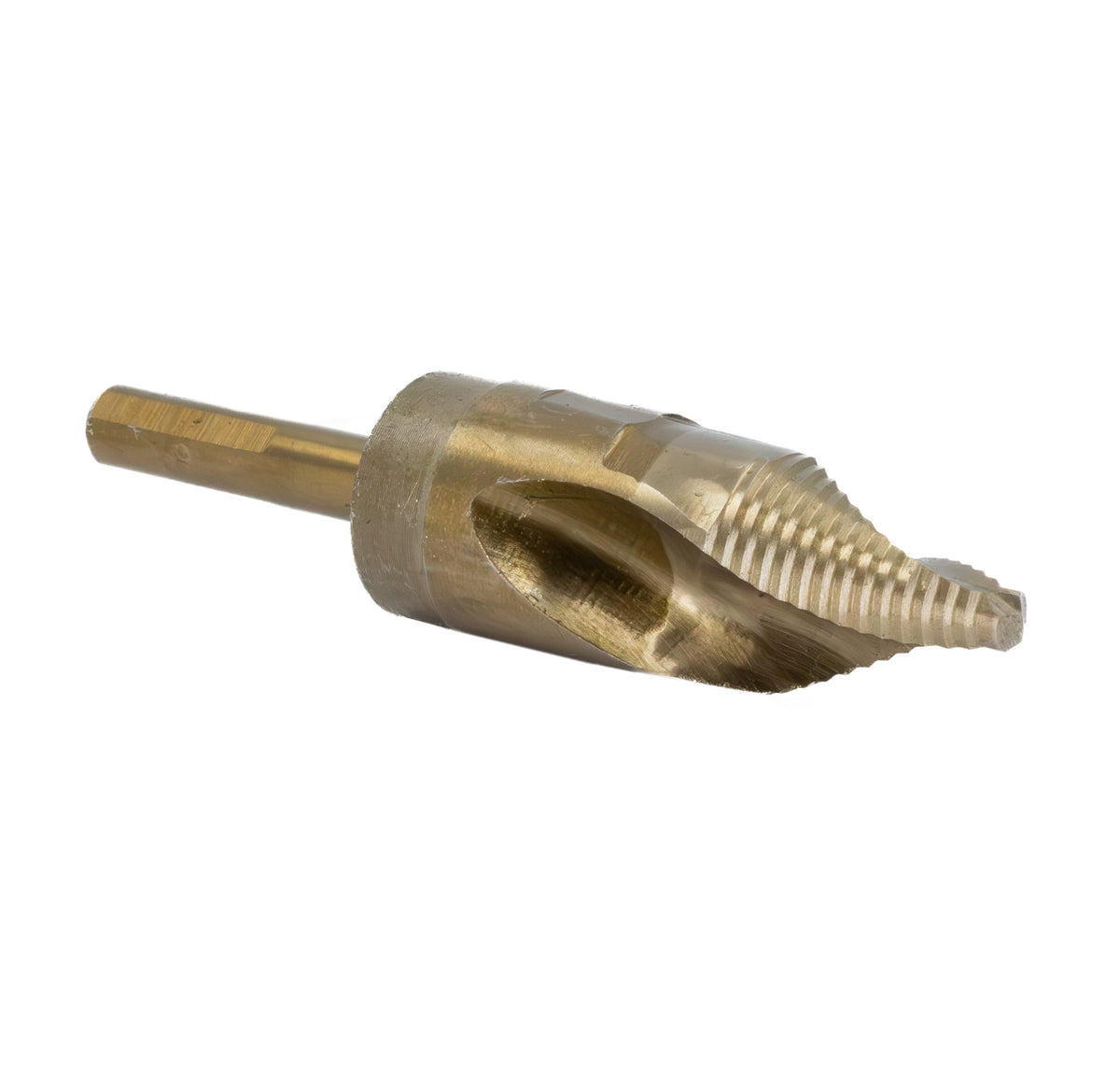 Drill America 1-7/16" Cobalt Stepped Drill Bit with 1/2" Reduced 3-Flat Shank, Gold Oxide Finish for Drilling Acrylic, Steel, Hard Metals, GSC Series