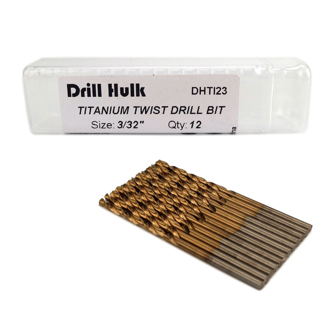 3/32-Inch Titanium Nitride Coated Drill Bit, Jobber Length, Pack of 12