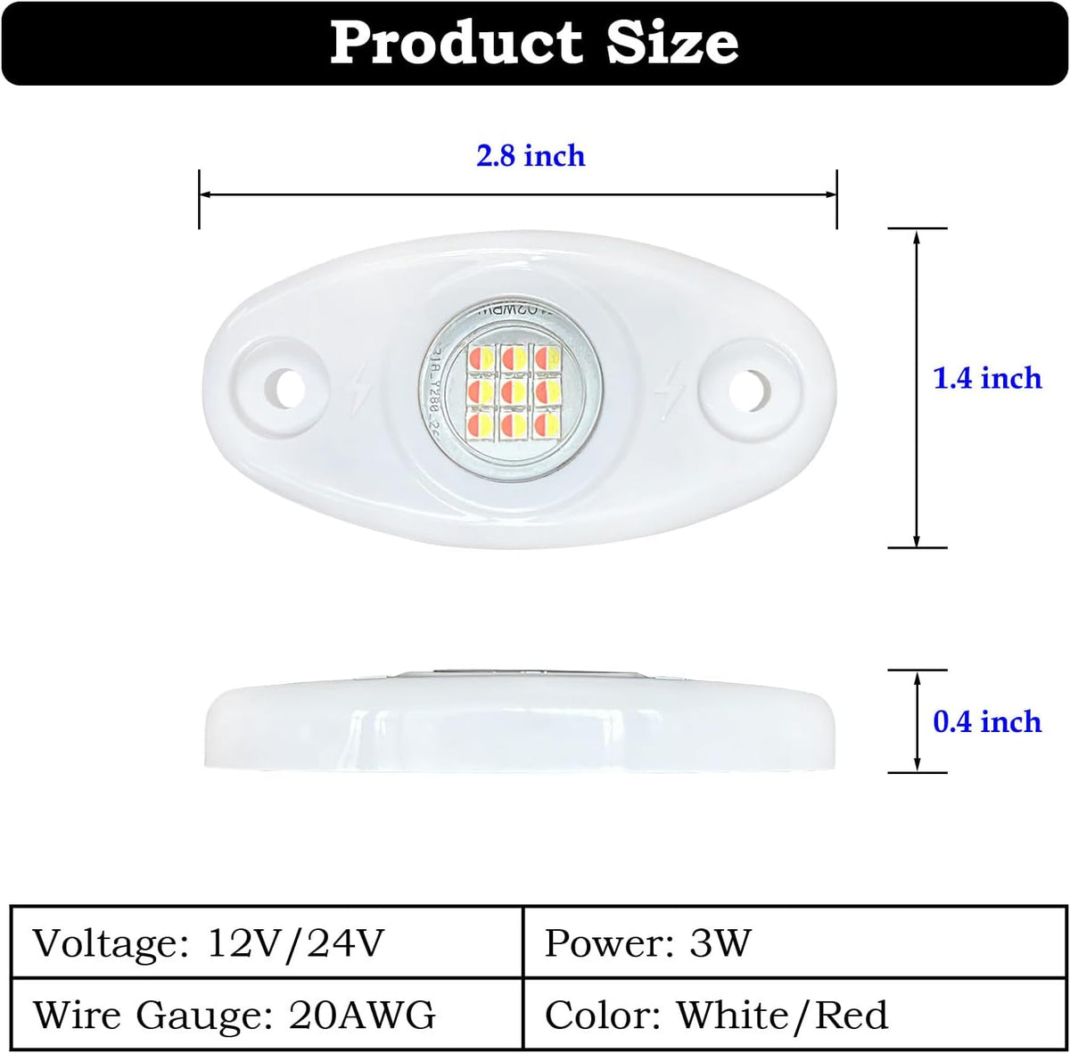 Boat Courtesy Lights, Dual Color White/Red Marine LED Lights