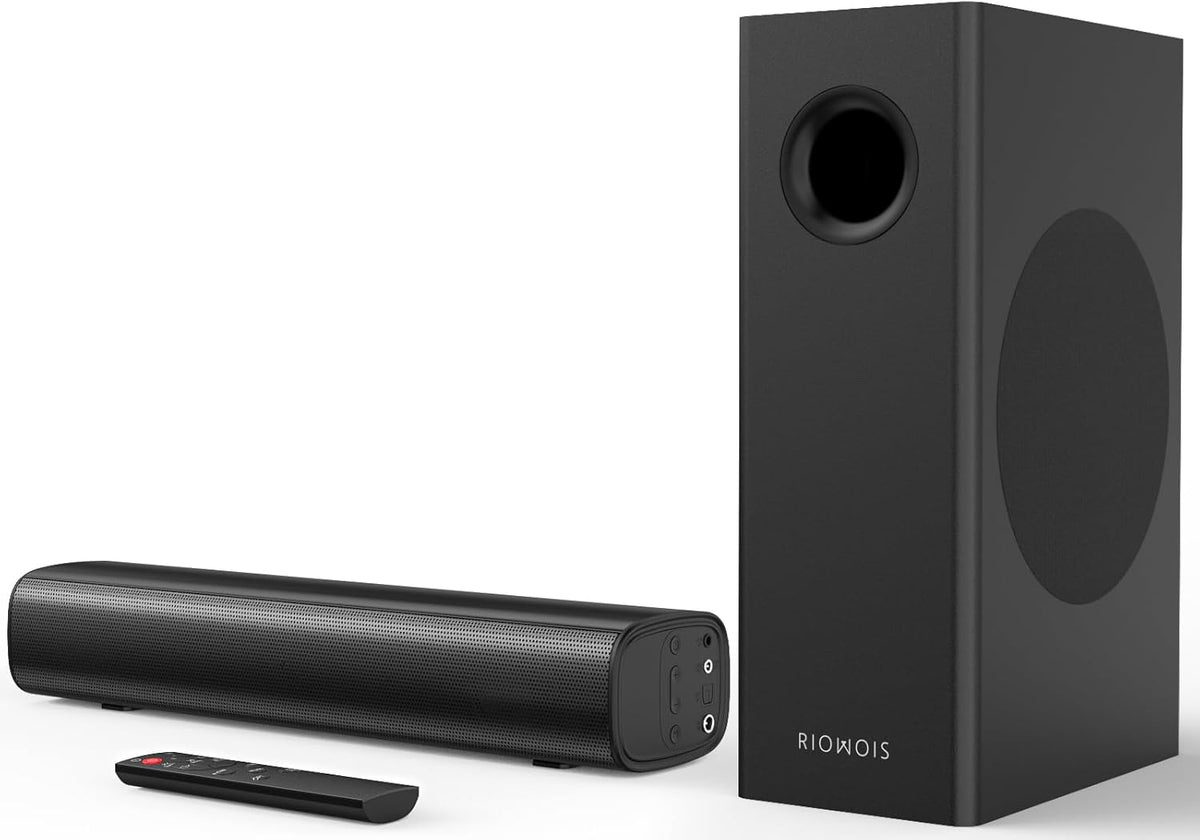 Sound Bars for Smart TV with Wired Subwoofer, 2.1 Deep Bass Small Soundbar Home Theater Surround System Speaker with