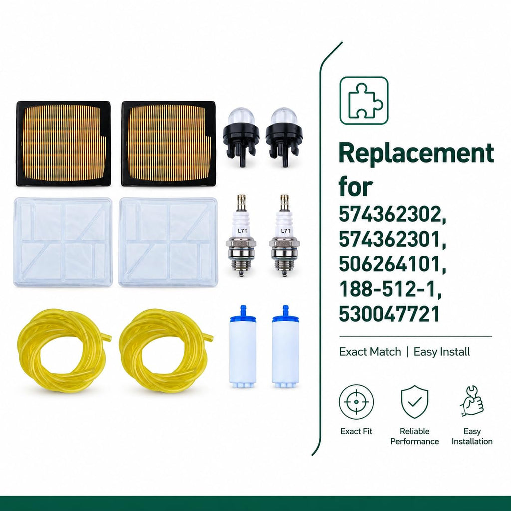 Replacement Tune Up Kit for Husqvarna K760 K770 K750, Air Filter Spark Plug Fuel Filter Primer Bulb Fuel Line, Replaces 574362302 574362301 506264101 188-512-1 530047721, Power Cutter Parts