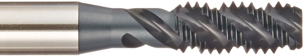 YG-1 - F4483 F4 Series Vanadium Alloy HSS Spiral Flute Tap, Steam Oxide, Round Shank with Square End, Bottoming Chamfer, 3/8"-16 Thread Size, H3 Tolerance