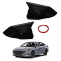 Mountsky Ox Horn Mirror Cover Compatible with Hyundai Elantra 2021 2022 2023 2024 2025 Accessories Car Side Rearview Mirror Cap Cover Wing Mirror Protect Decorate With Turn Signal Light (Glossy Black)