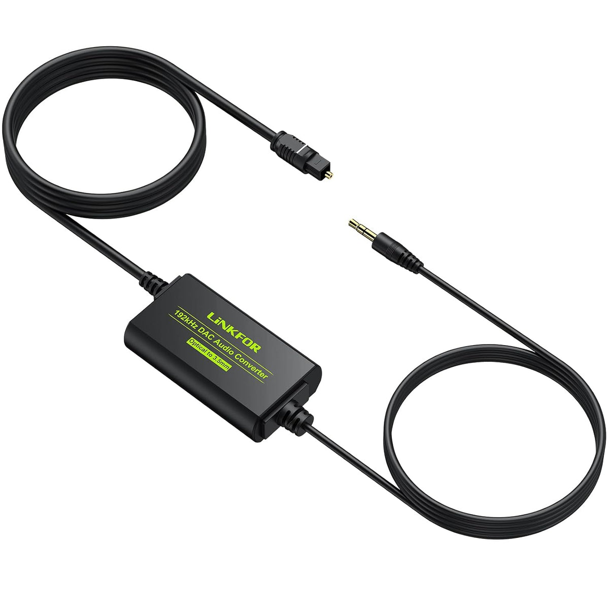 192kHz DAC Converter SPDIF to 3.5mm AUX Digital to Analog Audio Converter Optical Toslink to 3.5mm Audio Adapter with