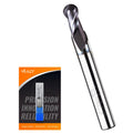 ACCUCUT I2KBL 1/4” Carbide Ballnose Long Shank End Mill- 2 Flute Milling Bit for Steel, Forge Steel, Hardened, Copper, Alloys & Materials < HRC 50 - AlTiCrN Coating CNC Router Bit, 30 Degree Helix