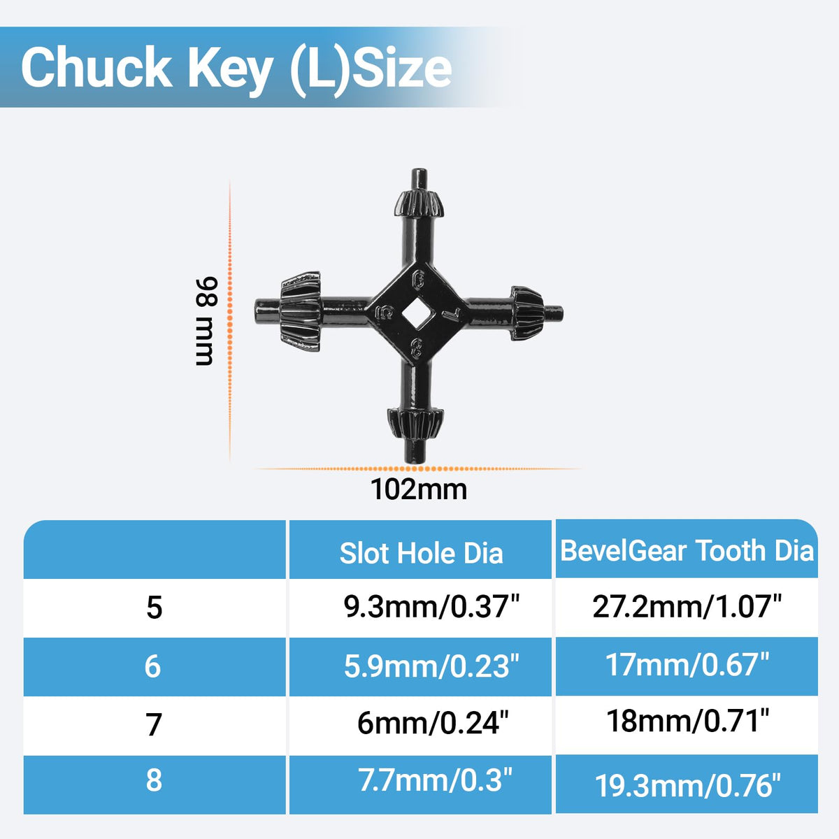 2pcs 4 In 1 Drill Chuck Key Hand Drill Key Drill Chuck Wrench For Tighten Drills Chuck Universal Combination Hand 3/8 1/2 3/4 1 Inch Chuck Key（L+ S）,for Bosch, Ma-kita Drills & Impact Drivers