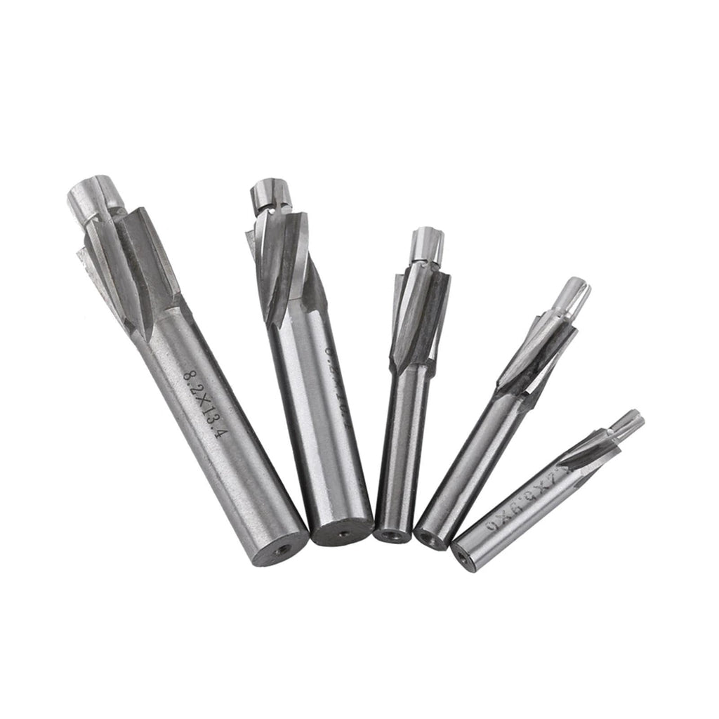 5Pcs Milling Cutter Drill Bit M3 M4 M5 M6 M8, 4 Flutes Straight End Mill Cutter, HSS-AL High Speed Steel Slotting Counterbore End Mill Cutter for Copper, Aluminum, Steel, Cast Iron
