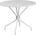 35.25" Round Patio Table with Umbrella Hole, White