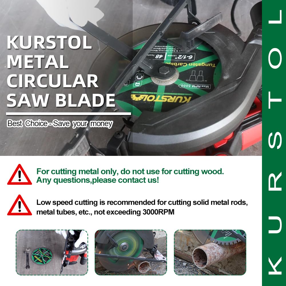 Metal Circular Saw Blade - 7-1/4" TCT Cutting Blade 48T Tungsten Carbide Tipped Blade Arbor 15.87mm for Steel, Iron, Nickel, Titanium, Ferrous Metals, Steel Pipe
