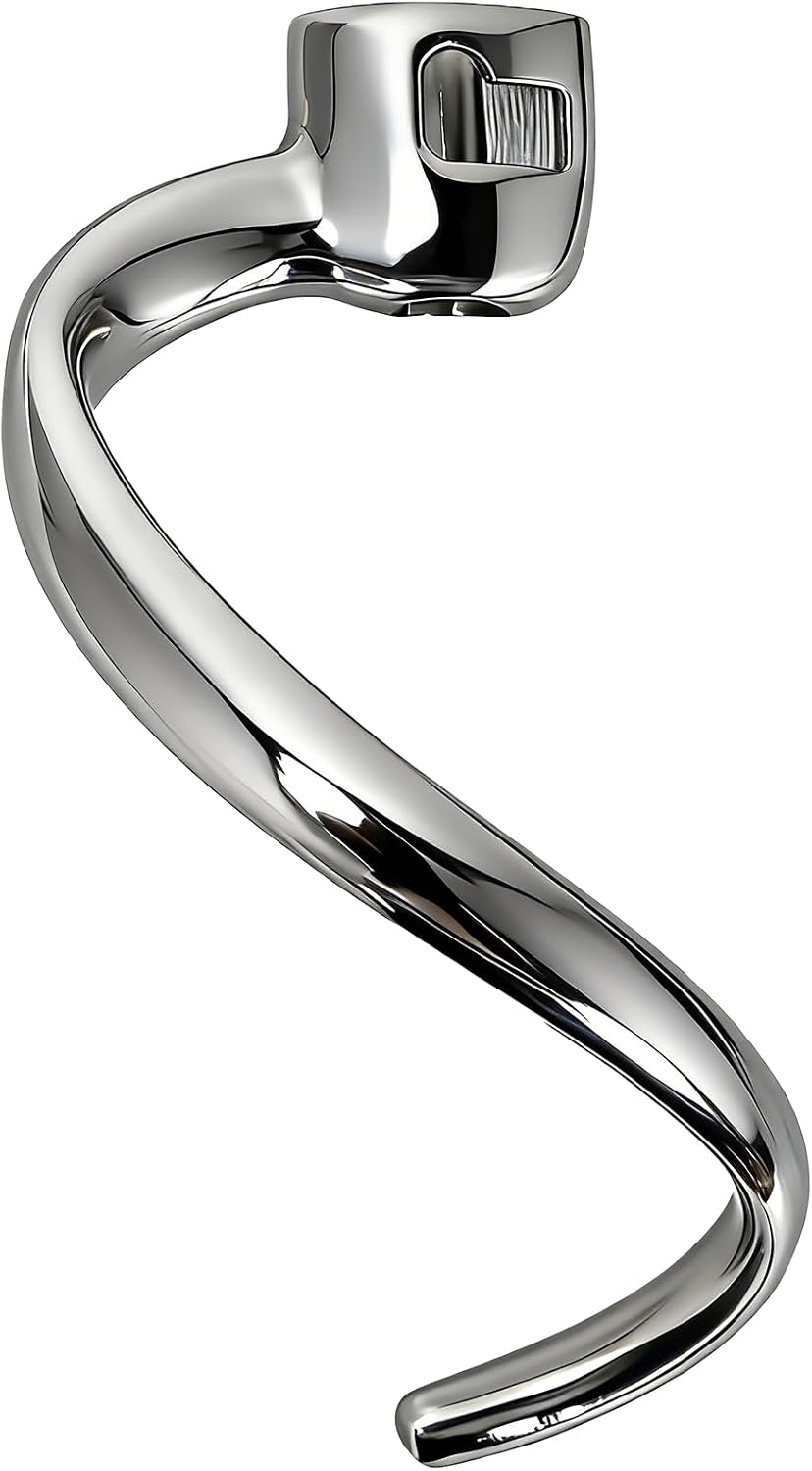 Stainless Steel Spiral Dough Hook for KitchenAid 4.5-5 Quart Tilt-Head Stand Mixer, Dishwasher Safe & Rust-Proof