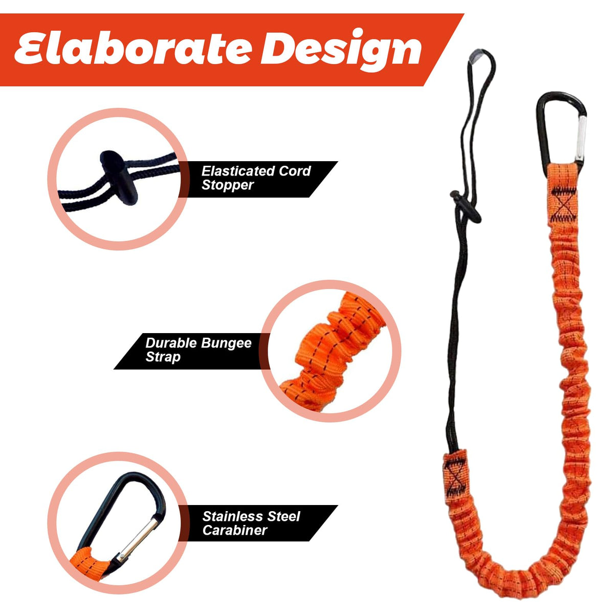 Tool Lanyard with Buckle Strap 5Pcs, 31.5 "-43.3" Extendable Length Tool Tether Lanyard with Carabiner and Adjustable