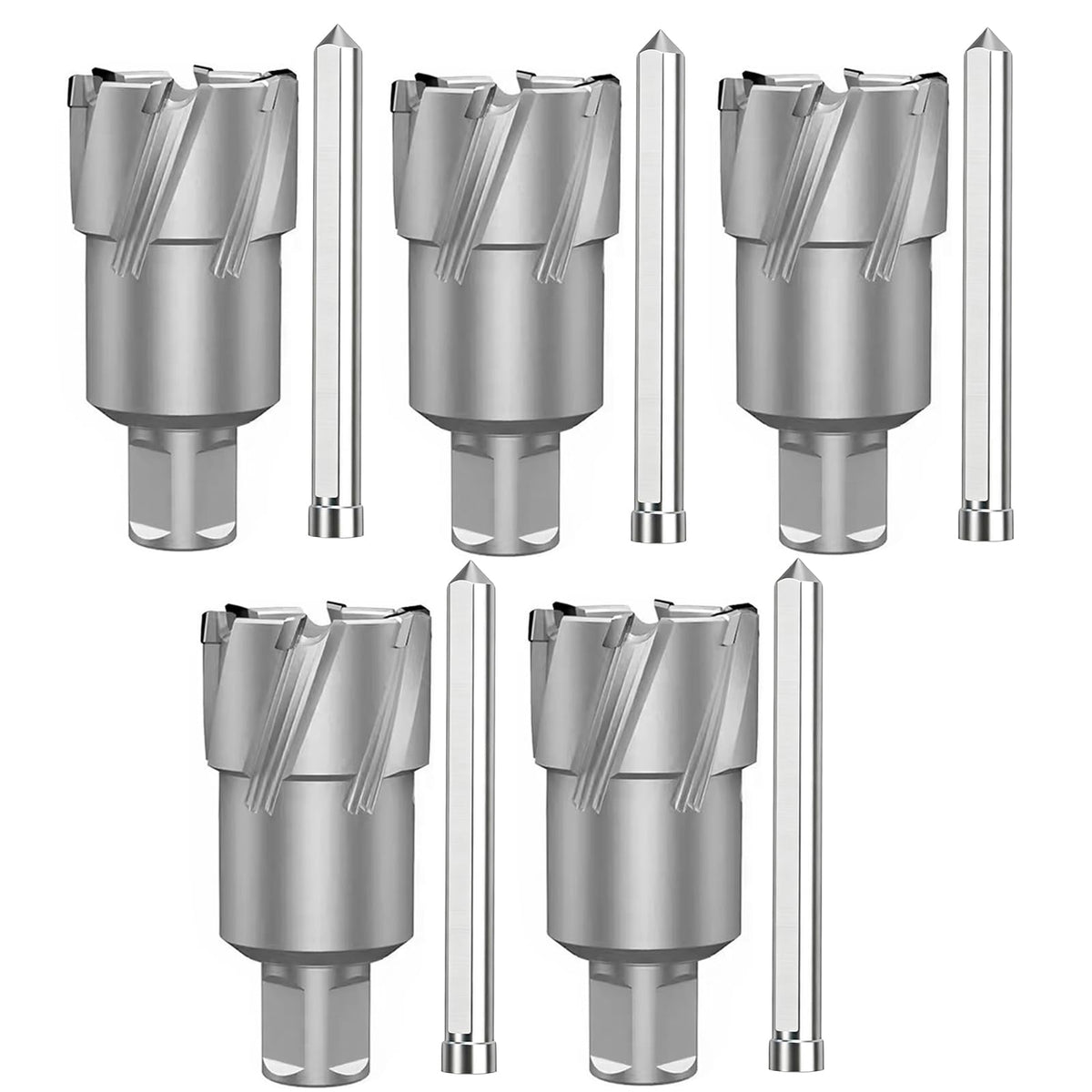 HeeHoo 5Pcs 16 mm TCT Annular Cutter 35 mm Depth x 3/4" Weldon Flat Shank