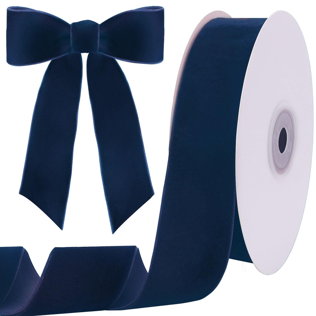 10 Yards Navy Velvet Ribbon for Christmas Tree, 1.5 Inch