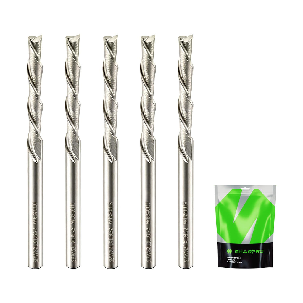 SHARPRO 1/8 Router Bits 1/8 Shank Downcut CNC Bit, End Mill