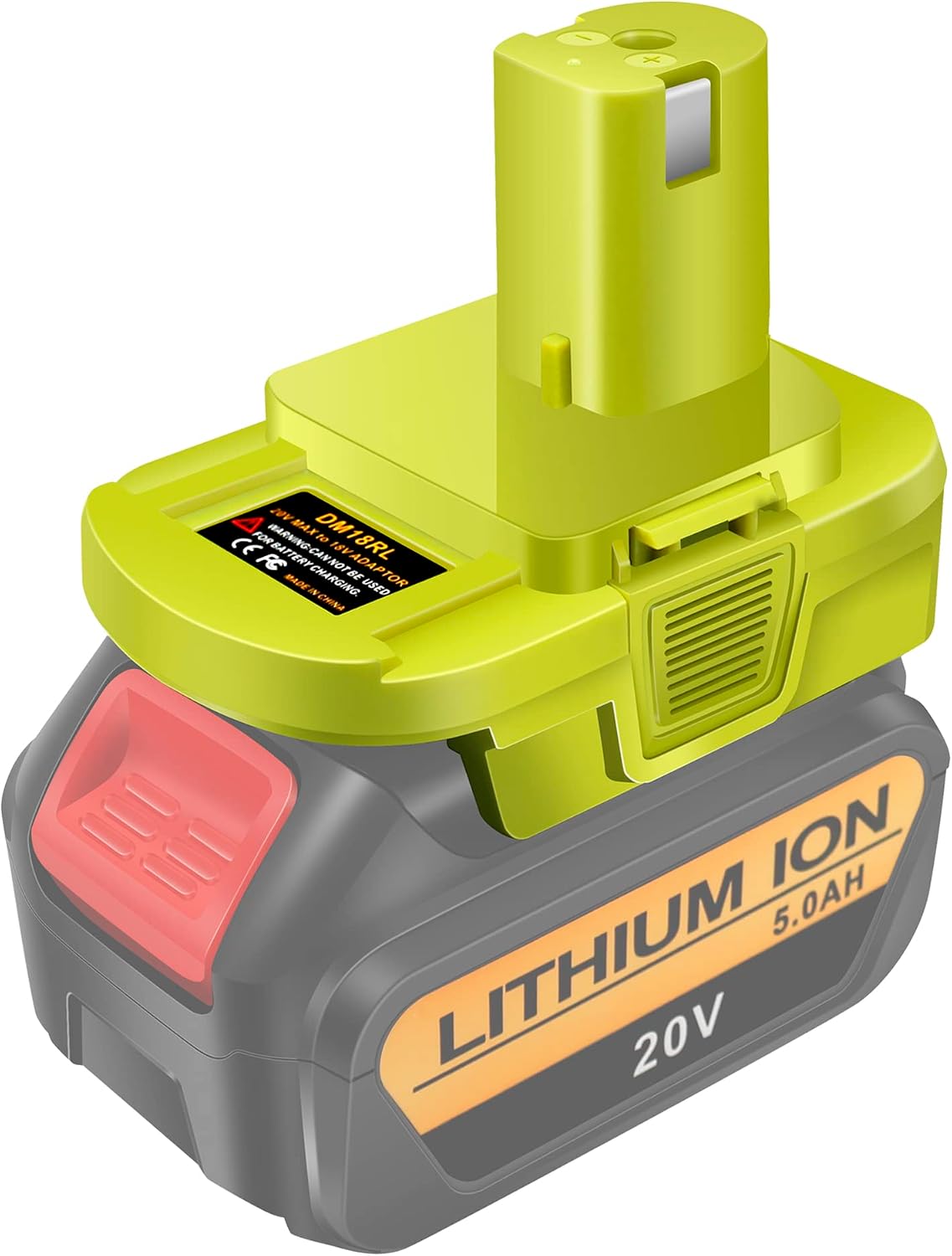 DM18RL Battery Adapter for Dewalt to Ryobi Battery Adapter, Convert Dewalt 20V Llithium Battery to Ryobi 18V P107 P108 Battery with 5V 2.1A MAX USB Charge