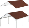 10 x 20 Ft Carport Replacement Canopy Cover Garage Top Tent Shelter Tarp with Free 48 Ball Bungee Cords,Brown (Only