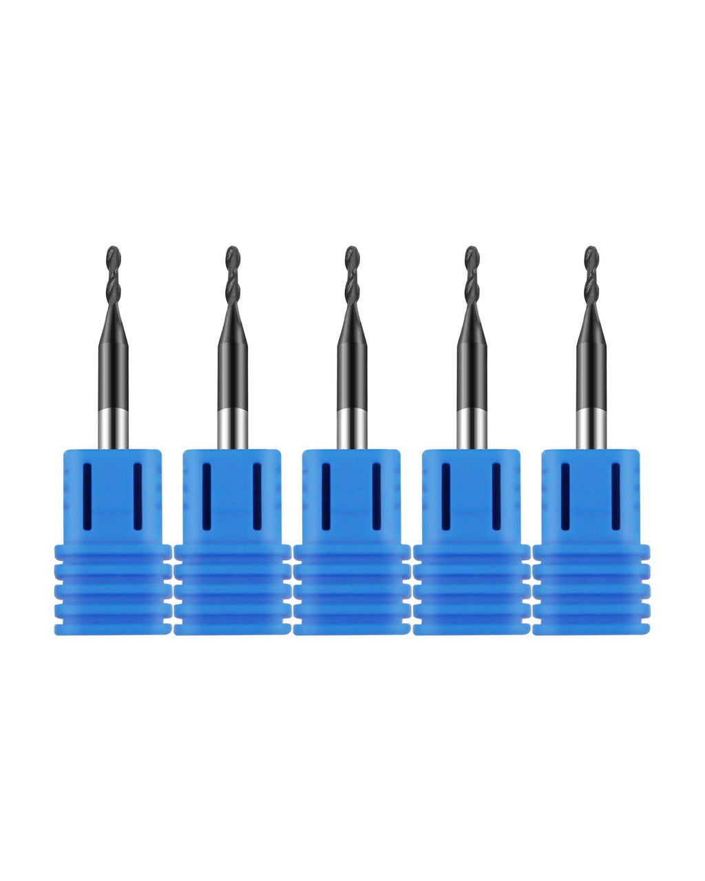 5PCS 1/16in Solid Carbide Ball Nose End Mill, 1/8" Shank Diameter, 2 Flute