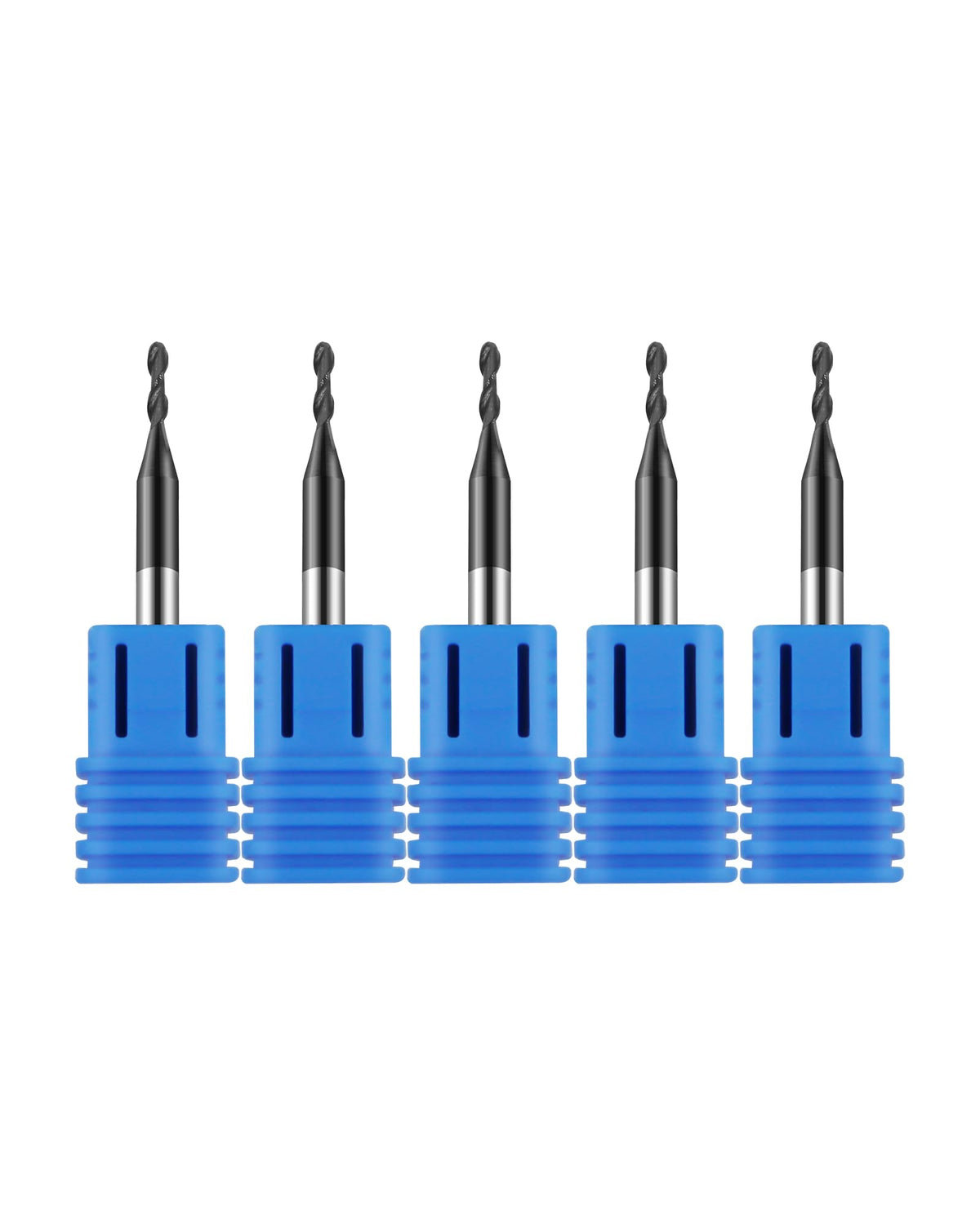 5PCS 1/16in Solid Carbide Ball Nose End Mill, 1/8" Shank Diameter, 2 Flute