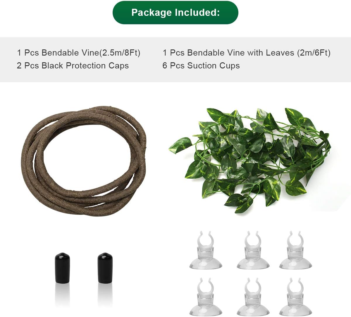 8FT Reptile Vines and Flexible Reptile Leaves