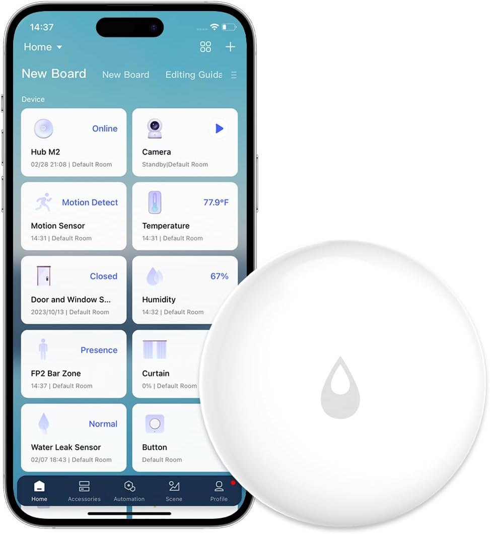 Water Leak Sensor 1 Pack, Zigbee Water Leak Detector for Alarm System | Requires AQARA HUB, App Notifications, Smart