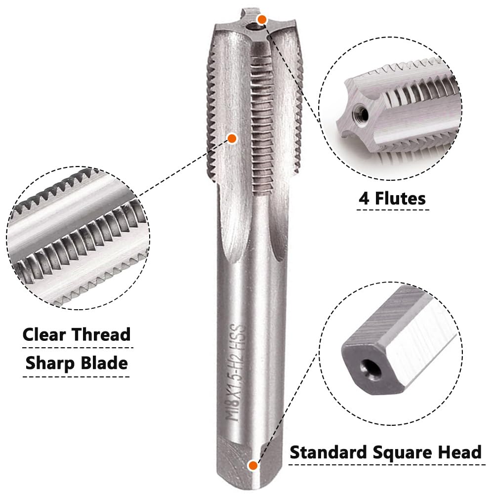 Saipe M18 X 1.5 Metric Tap and Die Set Machine Thread Right Hand Screw Tap
