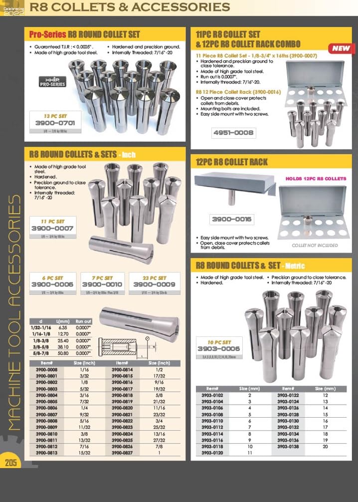 HHIP 3900-1605 R8 Collet Rack, 8" x 15.5" x 12", 48-piece