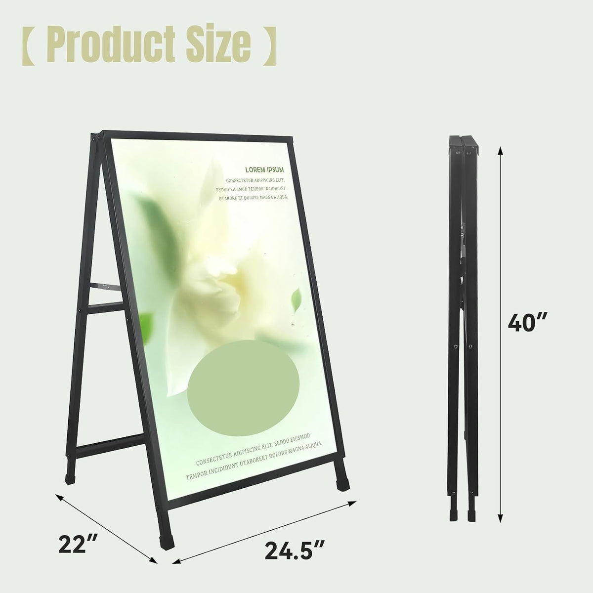 A Frame Sign 24x36 Inches Portable Sandwich Board Outdoor Sign Holder Heavy Duty Display Double Sided Sidewalk Sign