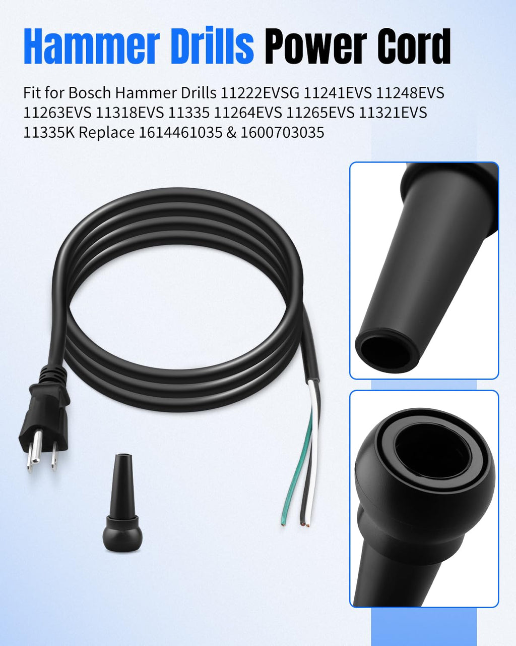 Hammer Drills Power Cord Fit for Bosch Replace 1614461035 1600703035