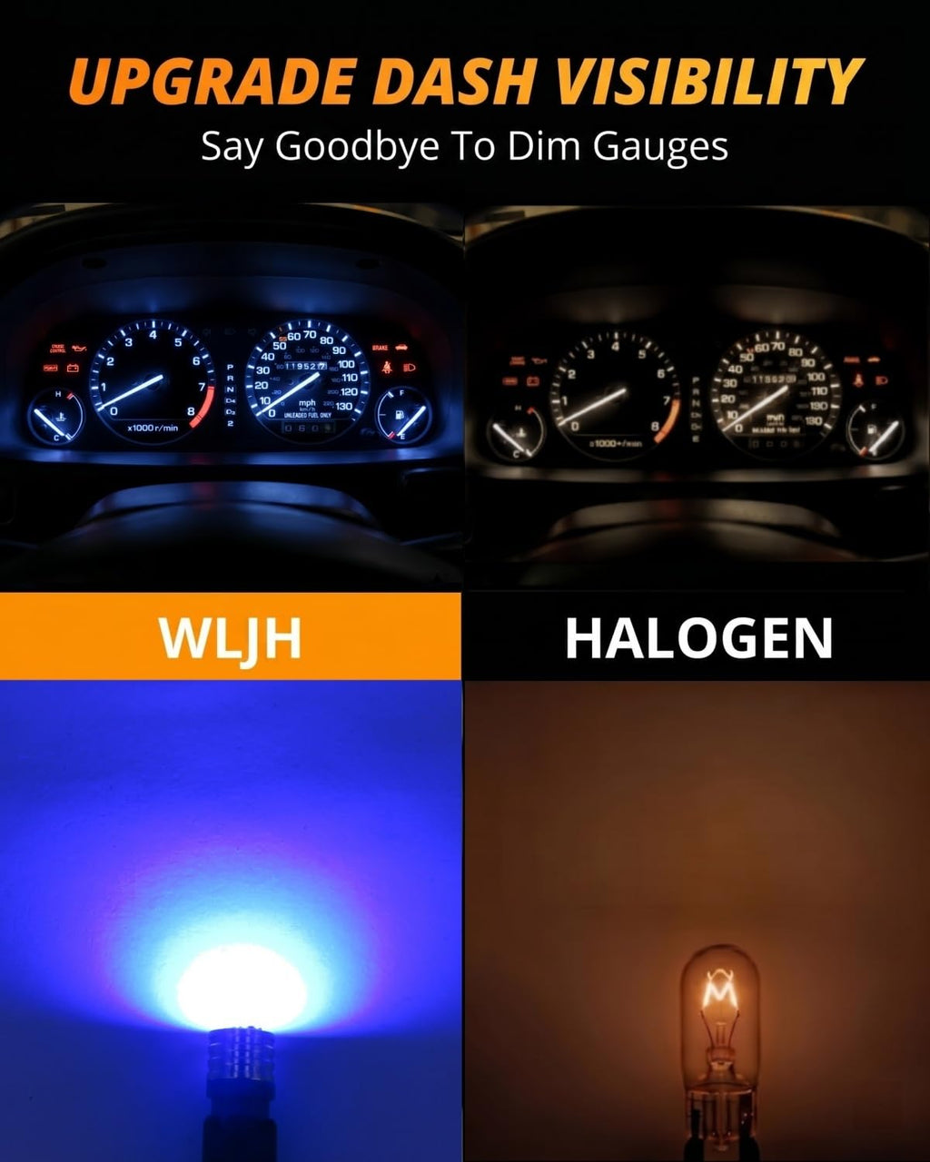 WLJH Blue LED Instrument Cluster Bulb Kit for Acura Integra 1986-2001
