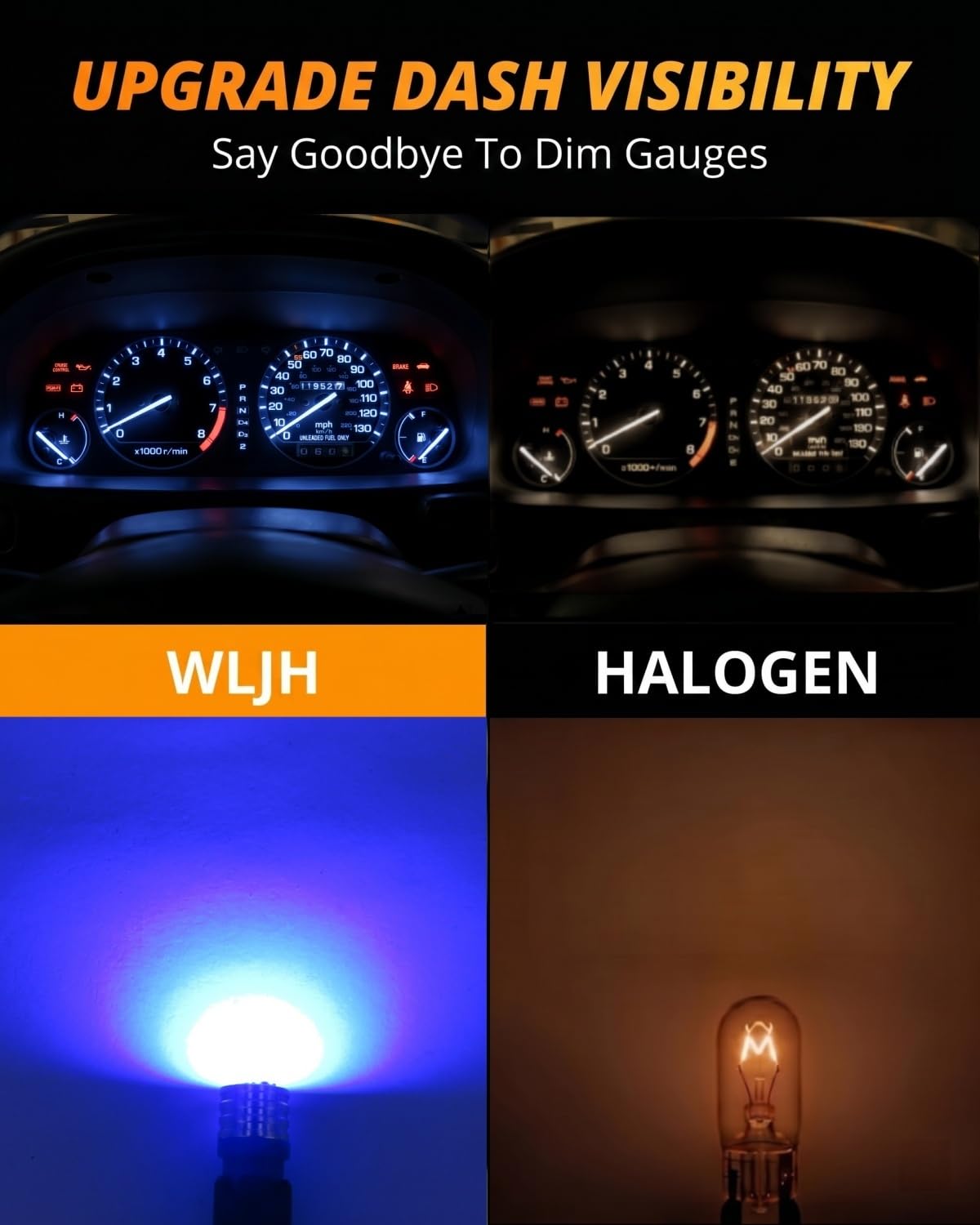 WLJH Blue LED Instrument Cluster Bulb Kit for Acura Integra 1986-2001