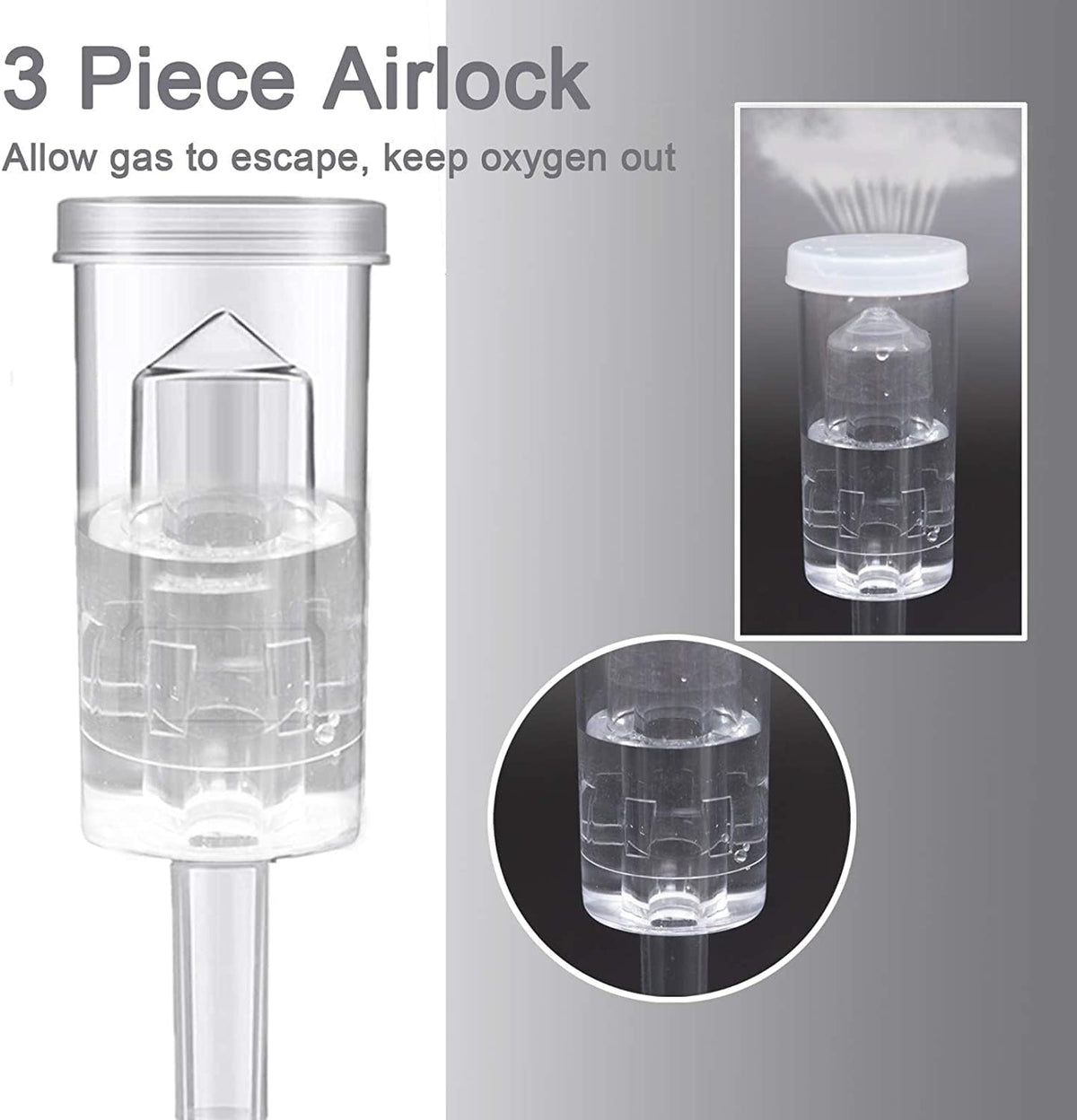 5ct. 3 Piece Airlocks with 10 Grommets,Brewing Airlock Kit,Airlocks for Fermenting Air Lock Ferment for Beer Wine Making