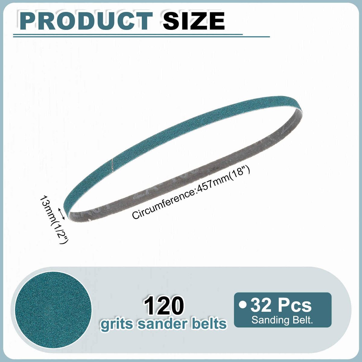 HARFINGTON 1/2 x 18 Inch Sanding Belts 120 Grit Zirconia 32 Pcs