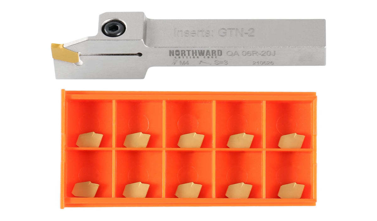 Accusize Cut-Off Tool Holder, 1/2" x 3/8", 10 x GTN-2 Inserts