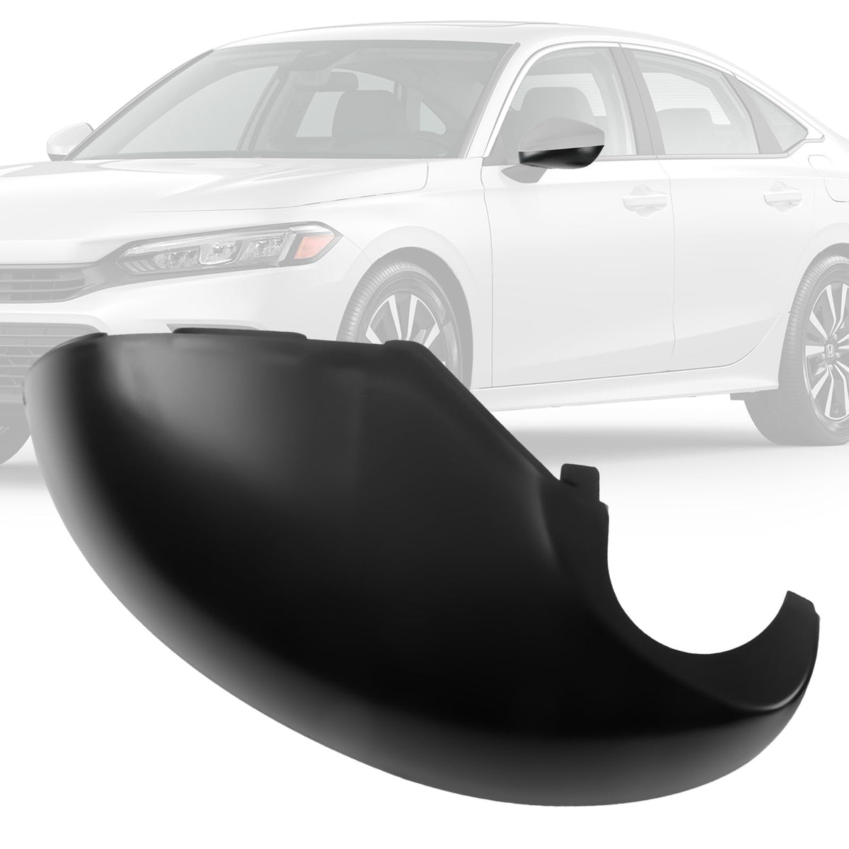 Black Lower Mirror Cover Replacement for 2022-2025 Honda Civic 11th W/O Turn Signals, Side Mirror Bottom Cover Caps (Left Driver Side)