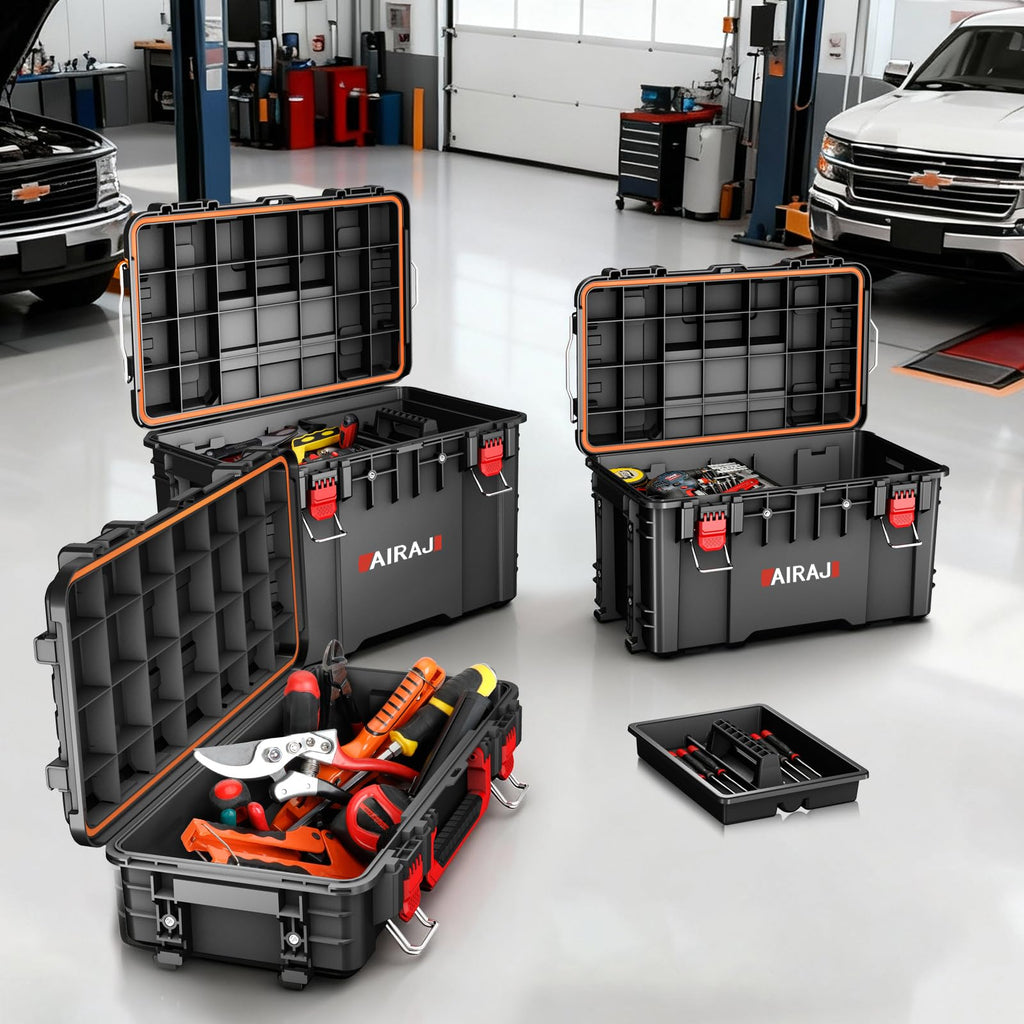 3 Tier Rolling Tool Box Heavy Duty, Stackable Tool Box with Wheels