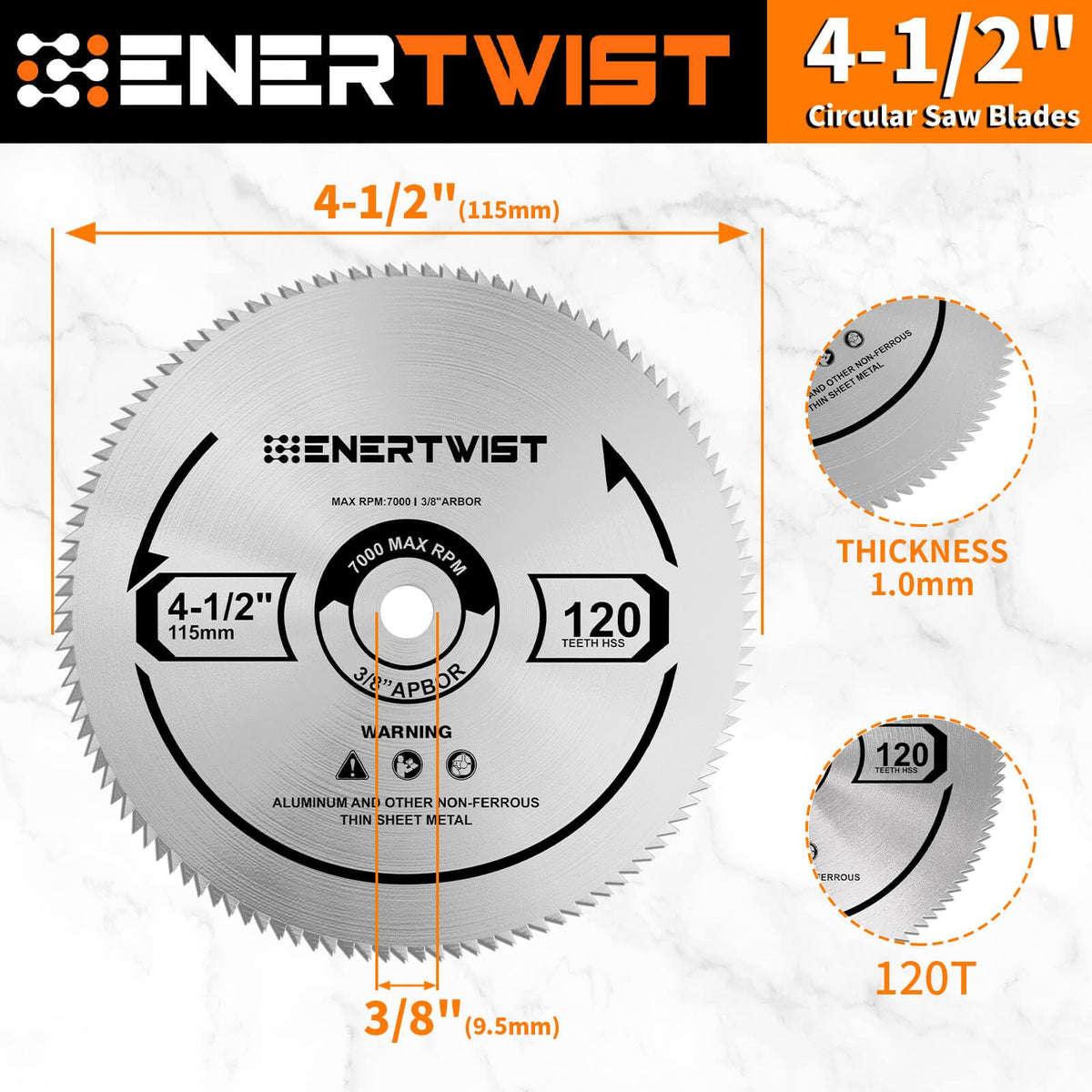 ENERTWIST 4-1/2 Inch 120T Circular 2PCS Saw Blade Set