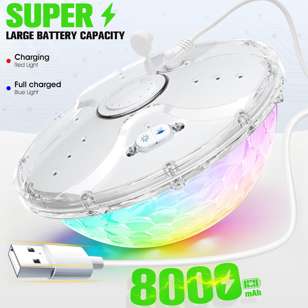 Floating Pool Fountain with Remote,8000mAh Pool Water Fountain Pump-White | Remote&Button Dual Control,4.3FT Max