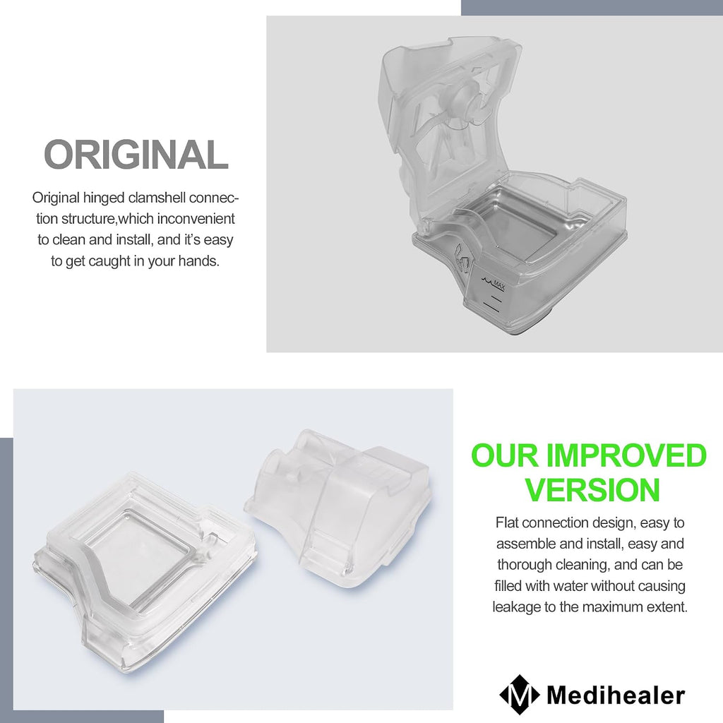Water Chamber for Air10 with Hose Cover, 380ml Upgraded Water Chamber HumidAir Water Tub for S10 Series and Hose Cover for Heated Tubing, Great-Value Supplies by Medihealer.