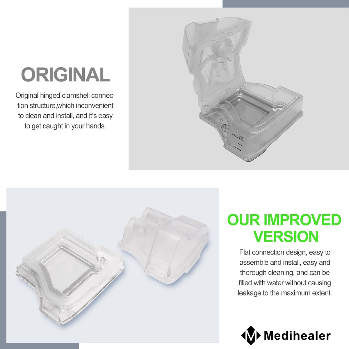 Water Chamber for Air10 with Hose Cover, 380ml Upgraded Water Chamber HumidAir Water Tub for S10 Series and Hose Cover for Heated Tubing, Great-Value Supplies by Medihealer.