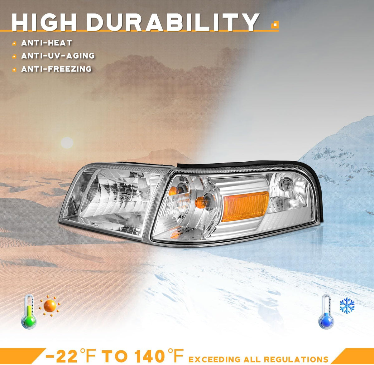 WEELMOTO Headlights Assembly for 06-11 Mercury Grand Marquis