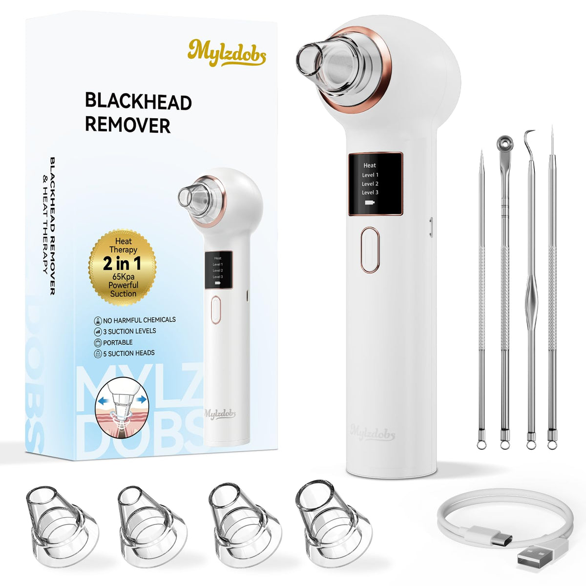Blackhead Remover 3+1 Suction Modes Facial Pore Vacuum Cleaner (White)