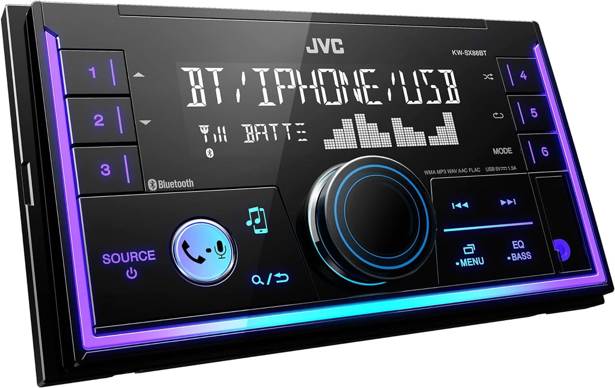 KW-SX88BT Bluetooth Double DIN Car Stereo, 200W Digital Stereo Receiver, AM/FM Radio, Dual Phone Connection, 13-Band