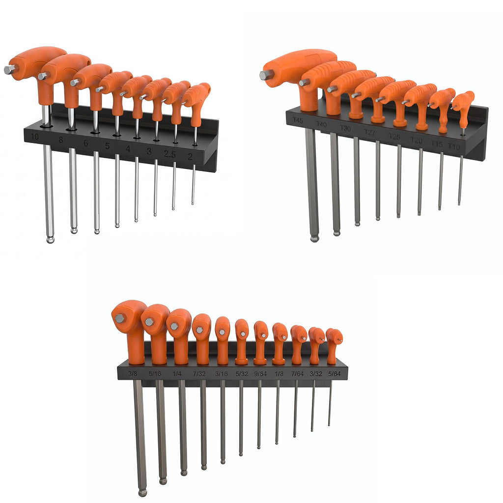 Fuwkeo Magnetic T-Handle Hex Key Organizer for ICON, Fits SAE, Metric & Torx Sets, Holder Only, Heavy Duty Magnetic Tool Storage Rack for Garage Workshop, Tools Not Included