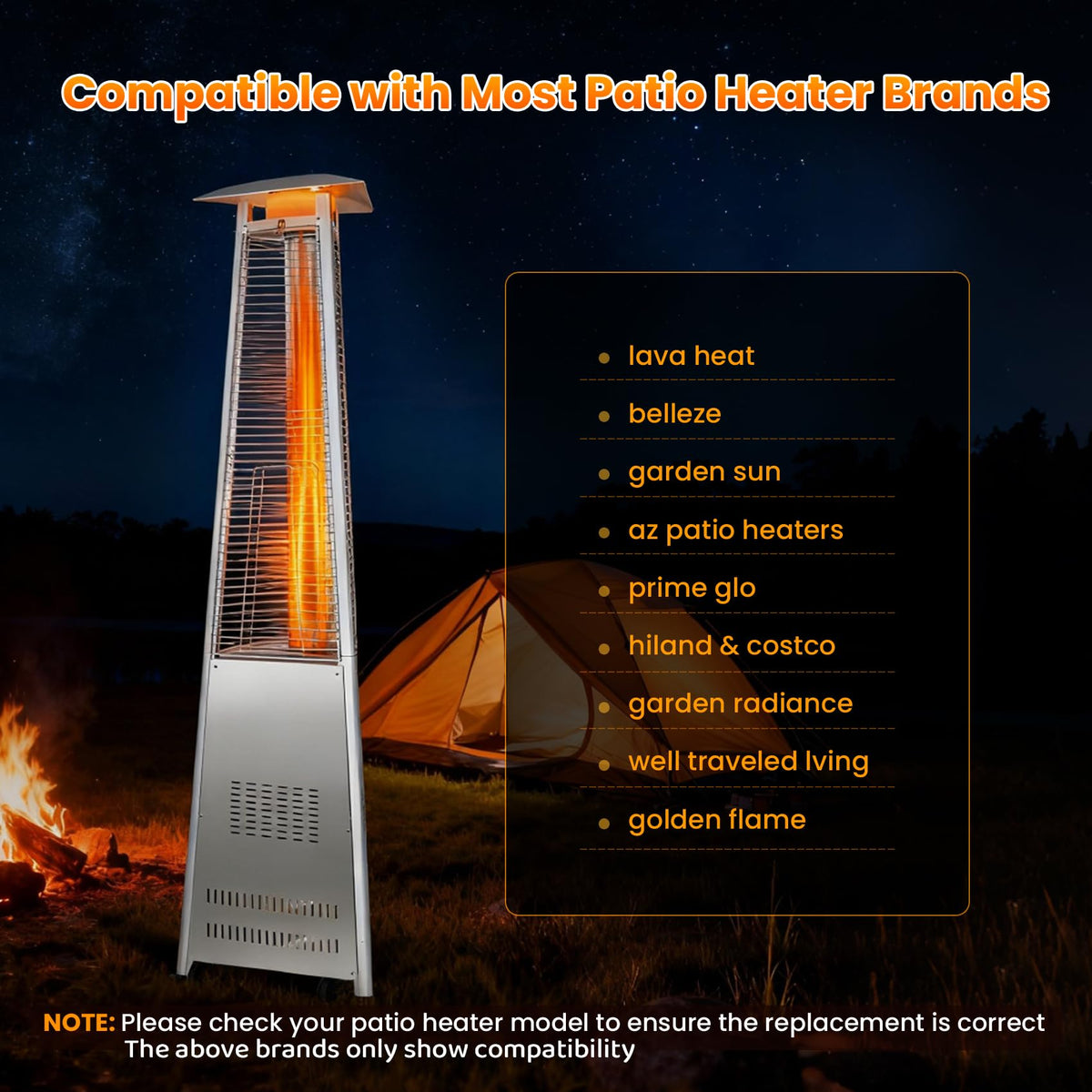 Patio Heater Glass Tube Replacement 51.2" Tall 4" Diameter